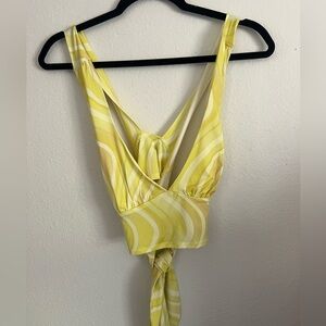 Urban Outfitters Yellow Swirl Tie-Back Crop Top